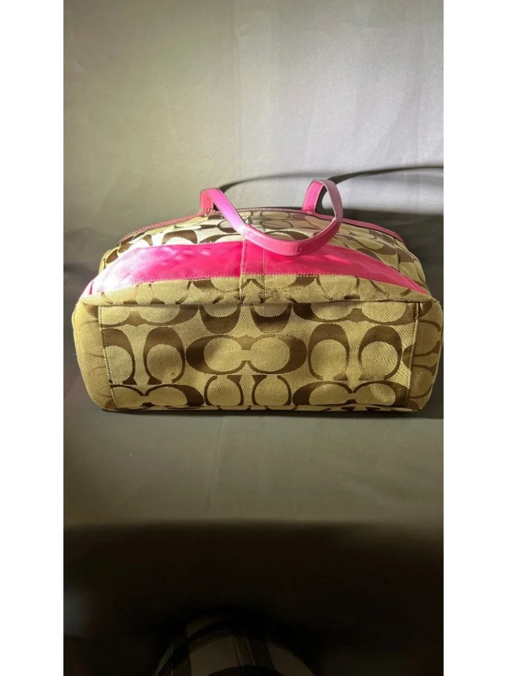 Coach Signature Stripe Diaper/Tote Bag With Pink Trim - Stylish & Functional Bro